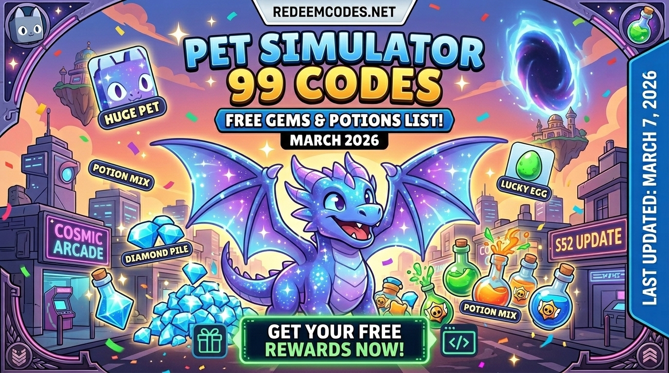 Pet Simulator 99 Codes: Free Gems & Potions List