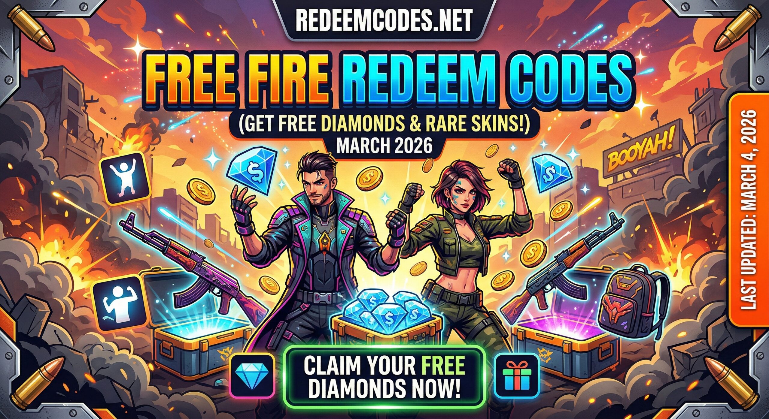 Free Fire Redeem Codes : Get Free Diamonds and Rare Skins!